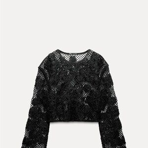 Zara Black Lace Long Sleeve Top